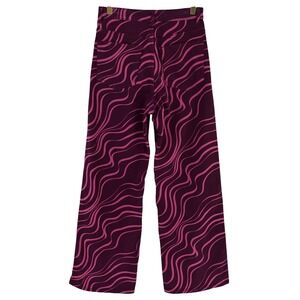Divided H M Wide Leg Pants Burgundy Pink Swirl Print Size 8 High waste Abstract